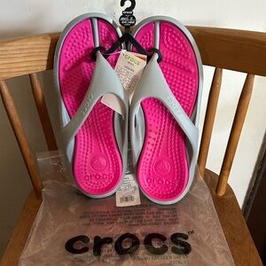 ❌ SOLD  CROCS Pink and Gray Sandals (Coed Size 9-10)